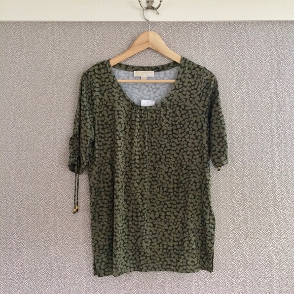 M Michael Michael Kors Ruched Sleeve Tee New - Picture 1 of 8
